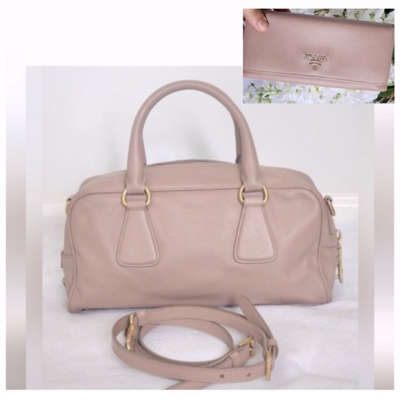 EUC* Authentic Prada Saffiano Bauletto Satchel with Matching Wallet - Picture 2 of 12